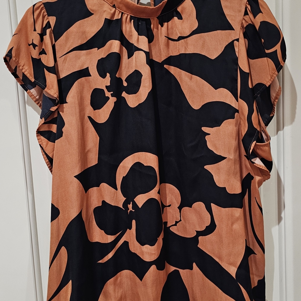Floral Black and Tan Women's Top